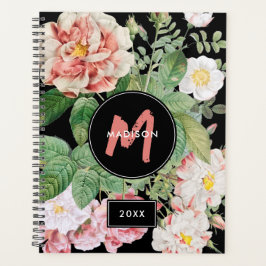 Wildblumen in Aquarellfarben Rose Schwarz-Rosa-Mon Planer