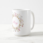 Wildblumen in Aquarellfarben, Rundrahmen, Blumenbe Kaffeetasse (VorderseiteRechts)