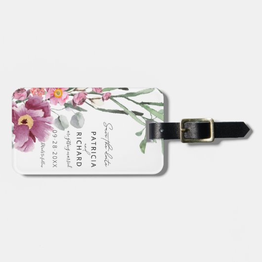 Wildblumen in Aquarellfarben speichern das Datum Gepäckanhänger (Vorderseite horizontal)