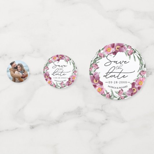 Wildblumen in Aquarellfarben speichern das Datum Konfetti (Vorderseiten)