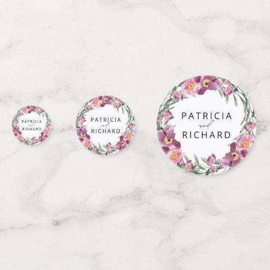 Wildblumen in Aquarellfarben speichern das Datum Konfetti (Rückseiten)