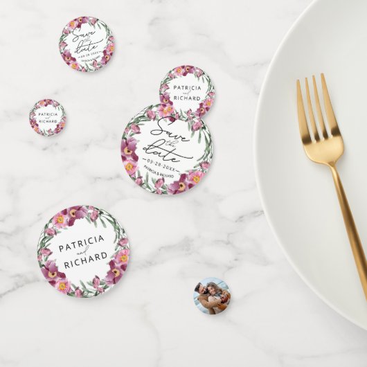 Wildblumen in Aquarellfarben speichern das Datum Konfetti (Gruppe)