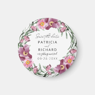 Wildblumen in Aquarellfarben speichern das Datum Magnet