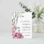 Wildblumen in Aquarellfarben speichern das Datum Postkarte (Stehend Vorderseite)