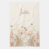 Wildblumen in beige Creme Geschirrtuch (Vertikal)