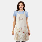 Wildblumen in beige Creme Schürze (Getragen)