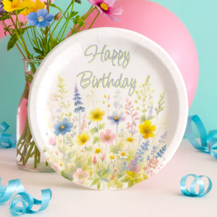 Wildblumen in Blüte Alles Gute zum Geburtstag Papp Pappteller