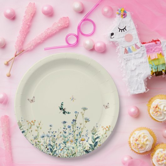Wildblumen in Blütendusche Pappteller (Party)