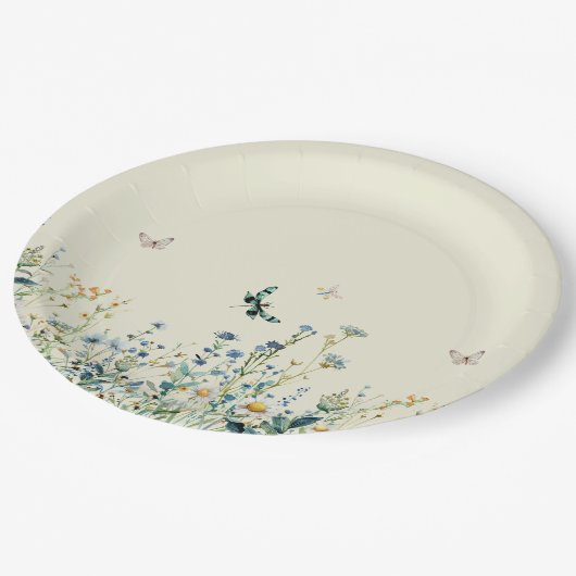 Wildblumen in Blütendusche Pappteller (Schrägansicht)