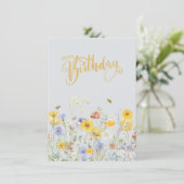 Wildblumen in blutglücklicher Geburtstagskarte (Stehend Vorderseite)