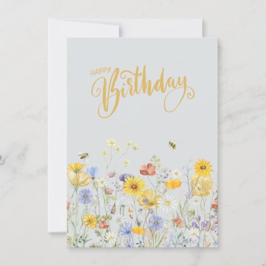 Wildblumen in blutglücklicher Geburtstagskarte (Vorderseite)