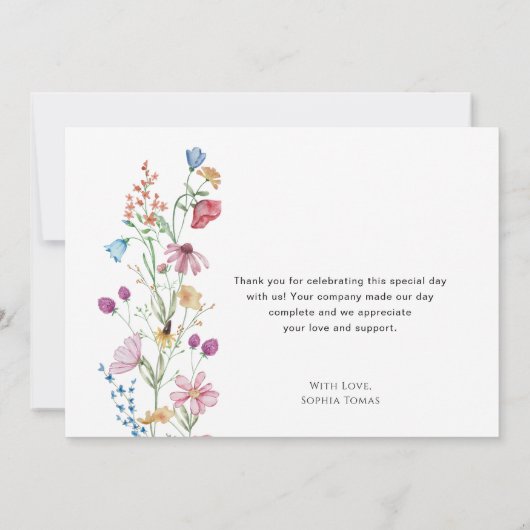 Wildblumen in der Blütendusche Dankeskarte (Rückseite)