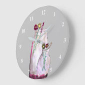 Wildblumen in der Vase Große Wanduhr (Winkel)