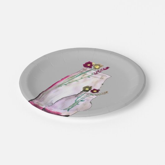 Wildblumen in der Vase Pappteller (Schrägansicht)