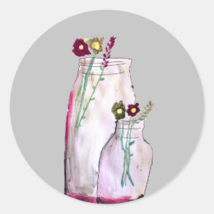 Wildblumen in der Vase Runder Aufkleber