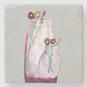 Wildblumen in der Vase Steinuntersetzer (Vorderseite)