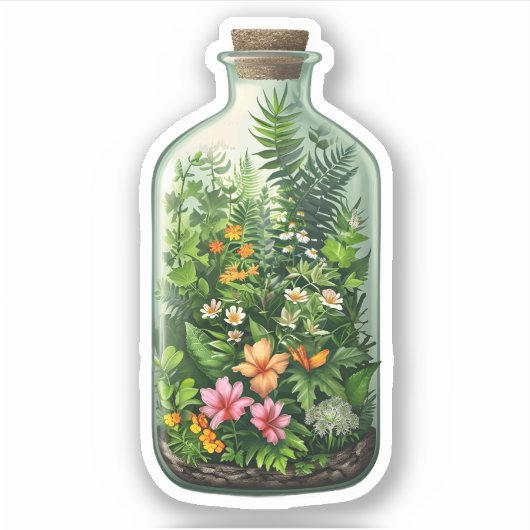 Wildblumen in einer Flasche Aufkleber (Vorderseite)