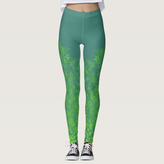 Wildblumen in Grün von Aleta Leggings (Vorderseite)
