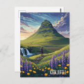 Wildblumen in Kirkjufell Island Reisen Postkarte (Vorne/Hinten)