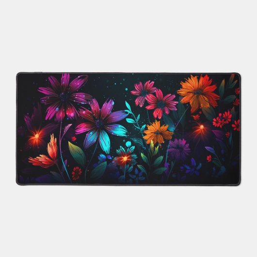 Wildblumen in lebhaften Fraktal-Farben Schreibtischunterlage (Vorderseite)
