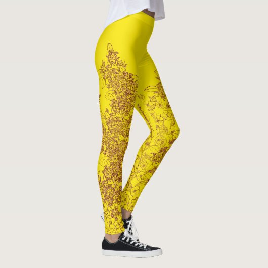 Wildblumen in Lila und Gold von Aleta Leggings (Rechts)