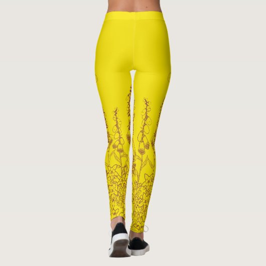 Wildblumen in Lila und Gold von Aleta Leggings (Rückseite)
