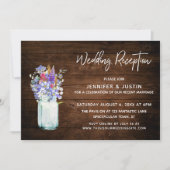 Wildblumen in Mason Jar Rustikale Hochzeitsempfehl Einladung (Vorderseite)