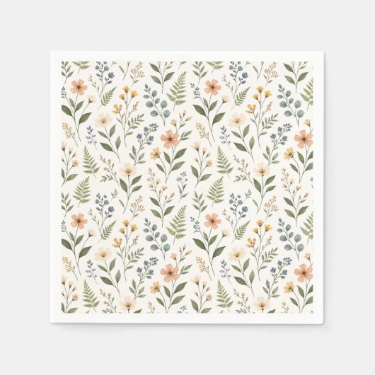 Wildblumen in neutralen Farben Serviette (Vorderseite)
