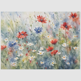 Wildblumen in Rot und Blau Seidenpapier