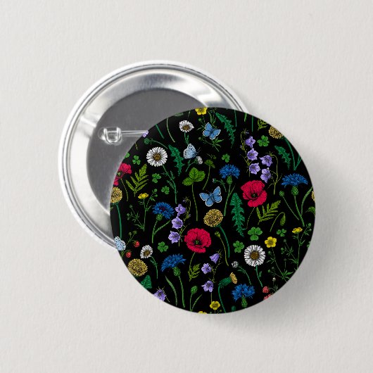Wildblumen in schwarz button (Vorne & Hinten)