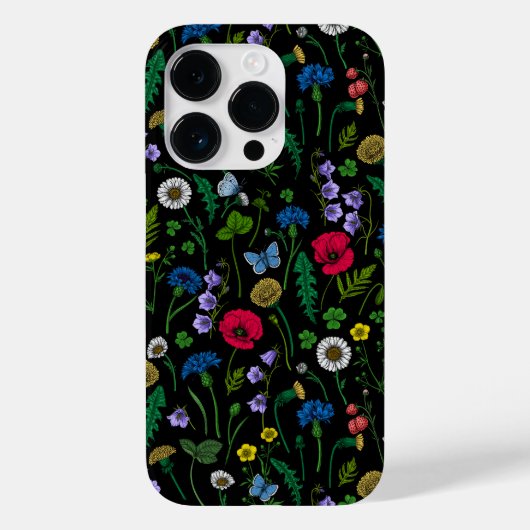 Wildblumen in schwarz Case-Mate iPhone hülle (Rückseite)