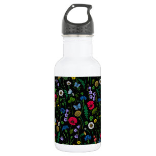 Wildblumen in schwarz edelstahlflasche