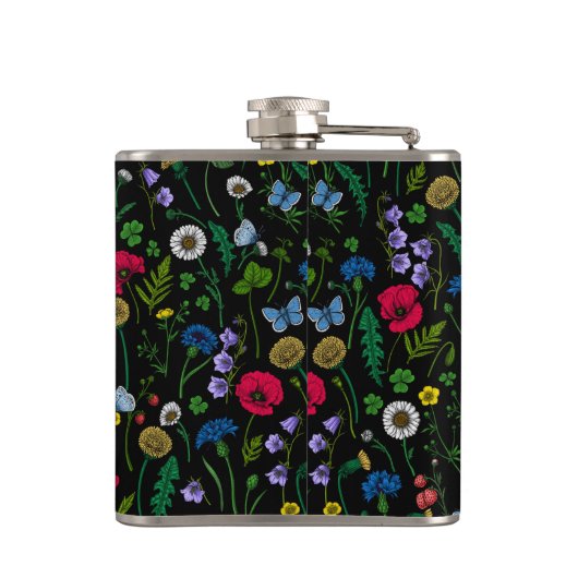 Wildblumen in schwarz flachmann (Rückseite)