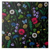 Wildblumen in schwarz fliese (Vorderseite)