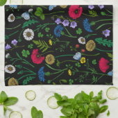 Wildblumen in schwarz geschirrtuch (Gefaltet)