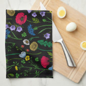 Wildblumen in schwarz geschirrtuch (Viertel Falte)