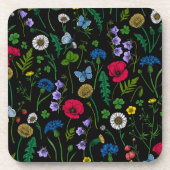 Wildblumen in schwarz getränkeuntersetzer (Vorderseite)