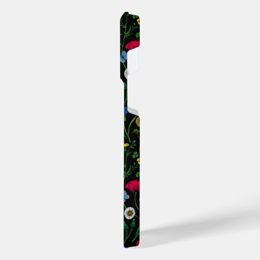 Wildblumen in schwarz iPhone hülle (Linke Seite)