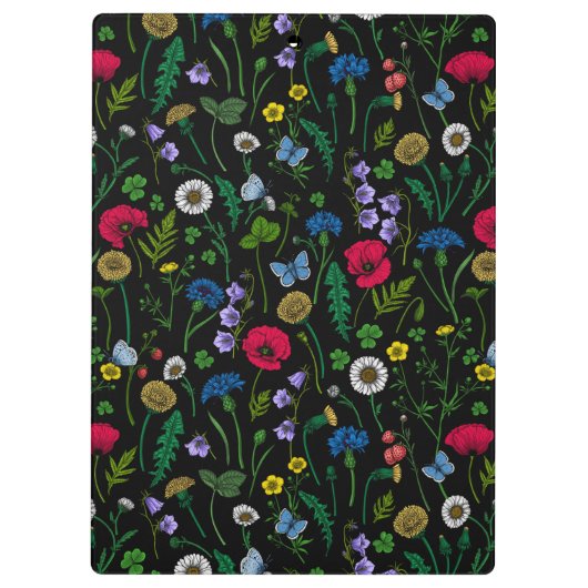 Wildblumen in schwarz klemmbrett (Rückseite)