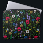 Wildblumen in schwarz laptopschutzhülle<br><div class="desc">Handgemalte Sammlung von verschiedenen wilden Blume.</div>