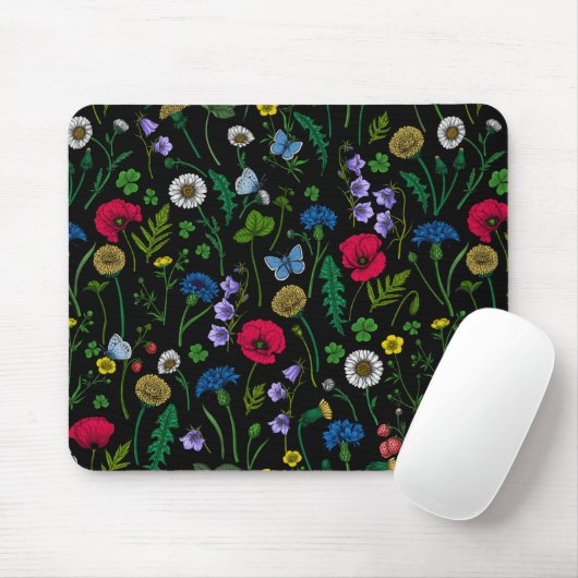 Wildblumen in schwarz mousepad (Mit Mouse)