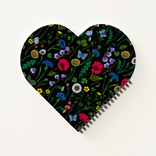 Wildblumen in schwarz notizblock (Rückseite)