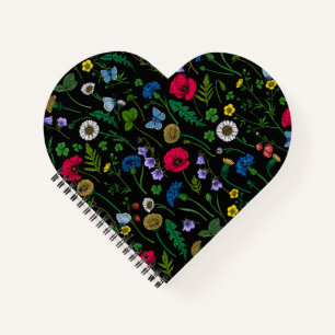 Wildblumen in schwarz notizblock
