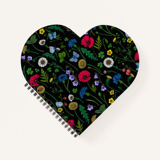 Wildblumen in schwarz notizblock (Vorderseite)