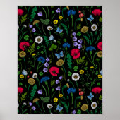 Wildblumen in schwarz poster (Vorne)