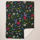 Wildblumen in schwarz sherpadecke (Vorderseite)