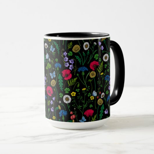 Wildblumen in schwarz tasse (VorderseiteRechts)