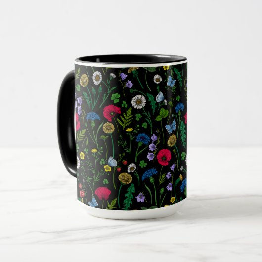 Wildblumen in schwarz tasse (Vorderseite Links)