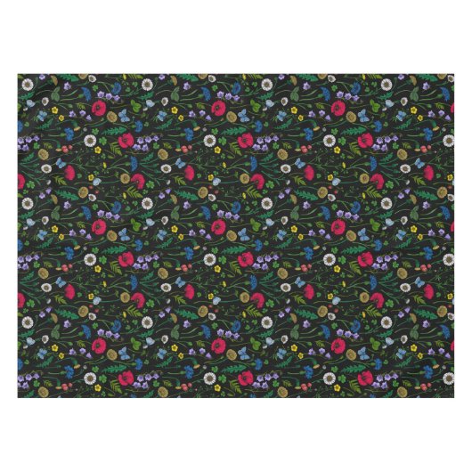 Wildblumen in schwarz tischdecke (Vorderseite (Horizontal))