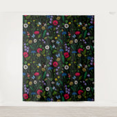 Wildblumen in schwarz wandteppich (Vorderseite)